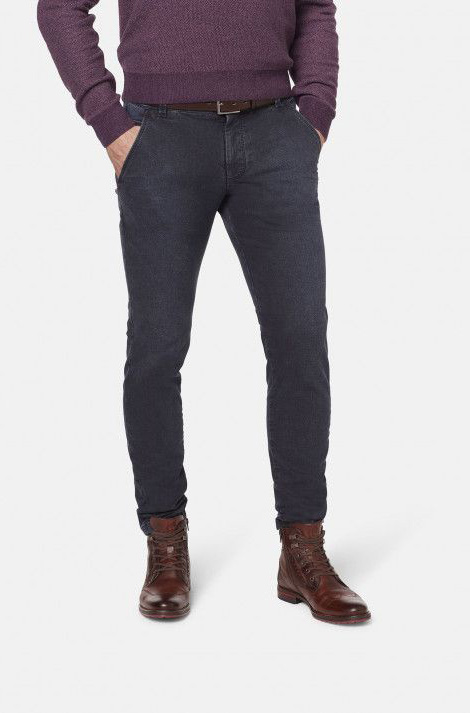 Pantaloni Chino Uomo Bugatti Modern Fit - Blu Navy, Tessuto Stretch, Autunno/inverno, Vestibilità Regolare
